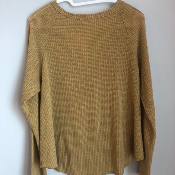 V-neck Button down tie Knit Long Sleeve top - Picture 2 of 5